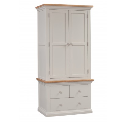 Cotswold Grey Painted Gents Double Wardrobe with Drawers